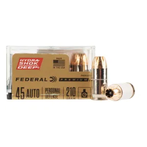 Federal Premium Defense Hydra-Shok Deep .45 ACP 210gr Hollow Point Ammo - Box of 20