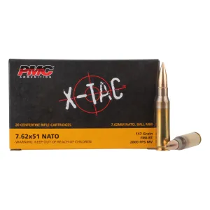 PMC XTAC 7.62x51 NATO 147gr Full Metal Jacket Ammunition - Box of 20