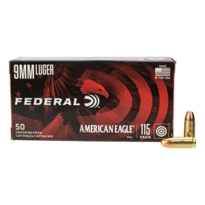 Federal American Eagle 9mm Luger 115gr FMJ - Box of 50