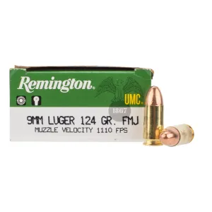 Remington UMC 9mm 124gr FMJ - Box of 50
