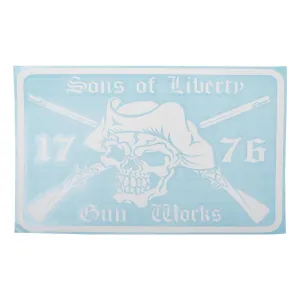 Sons of Liberty Gun Works 4" x 7" Vinyl Logo Sticker White