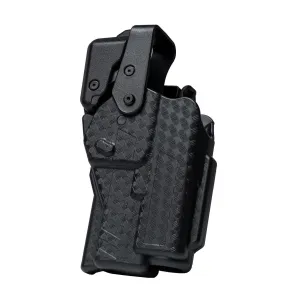 Rapid Force By Alien Gear Level 3 Duty Holster - Mid Ride Belt Slide - Glock 19/19X/19 MOS/23 (Gen 1-4)/44/45/45 MOS, Glock 17/17 MOS/22 (Gen 1-4)/47/47 MOS - Basket Weave Black - Left Hand - Compact Light - No Axon
