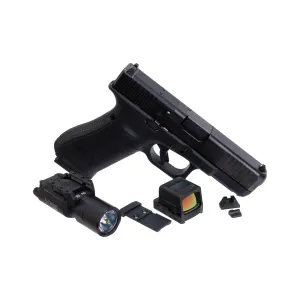 GLOCK Blue Label G45 MOS 9mm Pistol with Holosun HE509T-RD X2-LEM Reflex Sight with Red Circle Dot | AmeriGlo Suppressor Height Sights | SureFire X300U-A Ultra