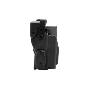 Rapid Force By Alien Gear Level 3 Duty Holster - Mid Ride Belt Slide - Glock 19/19X/19 MOS/23 (Gen 1-4)/44/45/45 MOS, Glock 17/17 MOS/22 (Gen 1-4)/47/47 MOS - Matte Black - Left Hand - Compact Light - With Axon