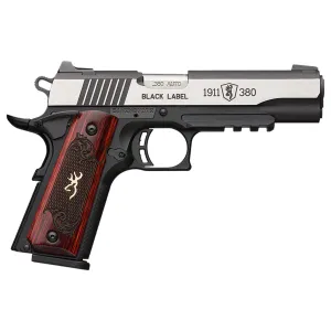 Browning Black Label Medallion Pro .380 ACP 1911 Pistol With Night Sights - 3.63" - Silver - 1x 8rd Mag
