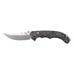 Benchmade Mini Bedlam Folding Knife 3.45" Scimitar Blade - Gray/Carbon Fiber