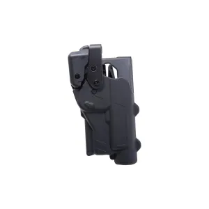 Rapid Force By Alien Gear Level 3 Duty Holster - Mid Ride Belt Slide - Glock 19/19X/19 MOS/23 (Gen 1-4)/44/45/45 MOS, Glock 17/17 MOS/22 (Gen 1-4)/47/47 MOS - Matte Black - Left Hand - Large Light - No Axon - Bag Packaging