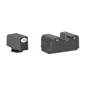 # RA-RA3B231G  ## Core Features  - **Enhanced Low-Light Visibility**: Tritium-powered night sights ensure accurate targeting in low-light or no-light conditions.  - **Co-Witness Design**: Perfectly aligns with Glock 17/19 optics, providing seamless transition between iron sights and red dot systems.  ## Highlights  - **Durable White Outline**: High-contrast white iron sights improve speed and accuracy, even in daylight or well-lit environments.