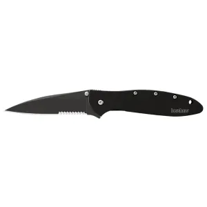 Kershaw Leek Folding Knife - 3" - Half Serrated Drop Point - Black