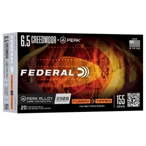 Federal 6.5 Creedmoor +Peak 155gr Fusion Tipped - Box of 20