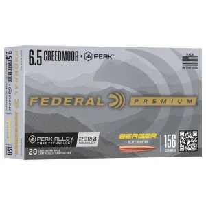 Federal Premium 6.5 Creedmoor +Peak 156gr Berger Elite Hunter - Box of 20