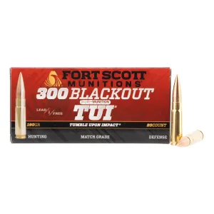 Fort Scott Munitions 190 gr TUI Subsonic 300 Blackout Ammunition - 20 Rounds