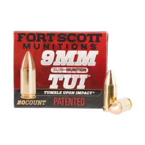 Fort Scott Munitions TUI 125 gr Subsonic 9mm Ammunition - 20 Rounds
