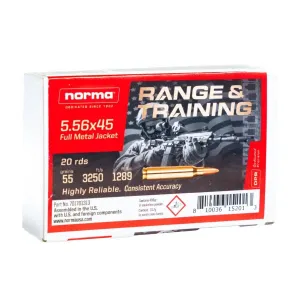 Norma Range & Training 5.56x45 55gr Full Metal Jacket - Box of 20