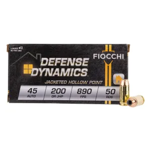 Fiocchi Defense Dynamics 45 ACP 200gr JHP - Box of 50