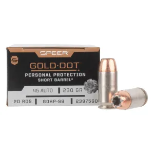 Speer Gold Dot 45 ACP 230gr GDHP Short Barrel - Box of 20