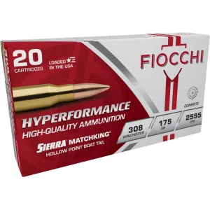 Fiocchi Hyperformance Match 308 Win 175gr HPBT MatchKing Ammo - Box of 20