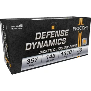 Fiocchi Defense Dynamics 357 Magnum 148gr JHP Ammo - Box of 50