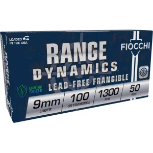 Fiocchi Range Dynamics 9mm 100gr FRANGIBLE Ammo - Box of 50