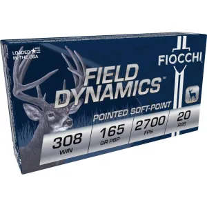 Fiocchi Field Dynamics 308 Win 165gr PSP Ammo - Box of 20