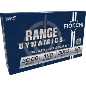 Fiocchi Range Dynamics 30-06 Springfield 150gr FMJBT Ammo - Box of 20