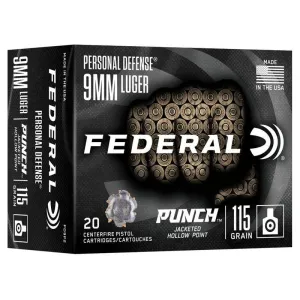Federal Punch 9mm 115gr JHP Ammo - Box of 20