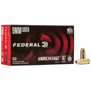 Federal American Eagle 9mm 147gr FMJ Ammo - Box of 50