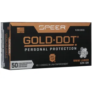 Speer Gold Dot 9mm Luger 124gr GDHP Ammo - Box of 50