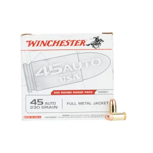 Winchester USA .45 ACP 230gr FMJ Ammo - Box of 200