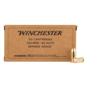 Winchester Service Grade .45 ACP 230gr FMJ Ammo - Box of 50