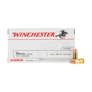 Winchester Ammunition 9mm 147gr Full Metal Jacket Flat Nose - Box of 50