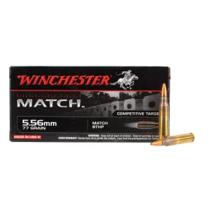 Winchester Match 5.56mm 77gr Sierra Matchking Ammo - Box of 20