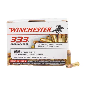Winchester USA 22lr 36gr Copper Plated Hollow Point Rimfire Ammo - Box of 333