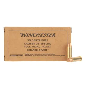 Winchester Service Grade 38 Special 130gr FMJ Flat Point Ammo - Box of 50
