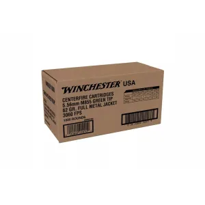 Winchester 5.56mm M855 62gr FMJ Green Tip Lake City Ammo - Case of 1000