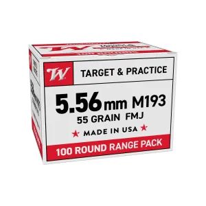 Winchester USA White Box M193 5.56 NATO 55gr FMJ Ammo - Box of 100