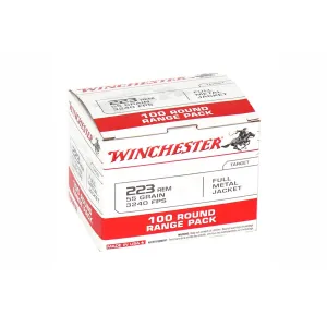 Winchester USA White Box 223 Rem 55gr FMJ Ammo - Box of 100
