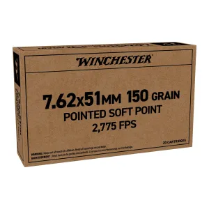 Winchester Brown Box 7.62 NATO 150gr SP Ammo - Box of 20