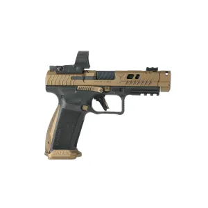 Canik TP9 TTI Combat Optic Ready 9mm Pistol with MO1 Red Dot - 4.6" - Brown - 1x 18rd, 1x 21rd Mags