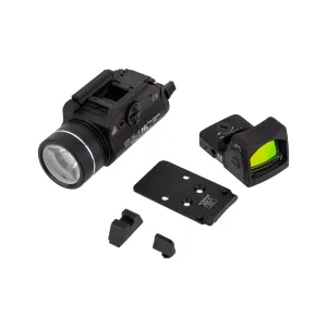 Light and Sights Bundle for Glock MOS 17, 19, 34, 45, or 47 - Trijicon RMR-06, Ameriglo Sights, C&H MOS Plate, and Streamlight TLR-1 HL