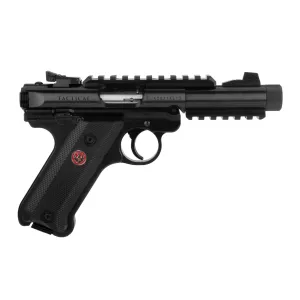 Ruger MKIV Tactical 22LR 4.4" Pistol With Threaded Barrel and Two 10 Round Magazines - Black Oxide