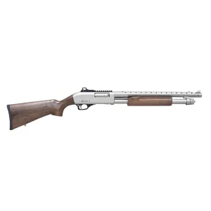 Legacy Sports International Citadel Mariner 12 Gauge Pump Action Shotgun - Nickel/Wood - 18.5"