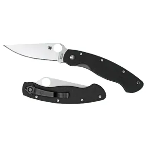 Spyderco Military 4" Folding Knife - Plain Edge Clip Point - G10 Black