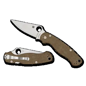 Spyderco Para Military 2 CPM Cru-Wear Blade with Micarta Handle - Brown