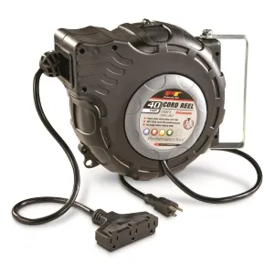 Performance Tool 40' 12 Gauge Retractable Cord Reel