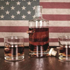 BenShot Classic Whiskey Decanter and Rocks Glass Gift Set