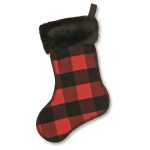 Wooded River Buffalo Plaid Christmas Stocking