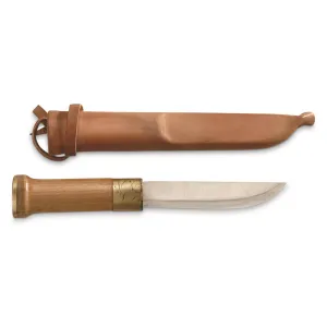 Finnish Military 9" Puukko Knife with Leather Sheath Reproduction
