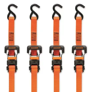 Black & Decker Medium Duty Ratchet Straps 2500-lb. Break Strength 10' Length 4 Pack