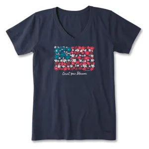 Life is Good Women's Count Your Blossoms Crusher Vee Shirt